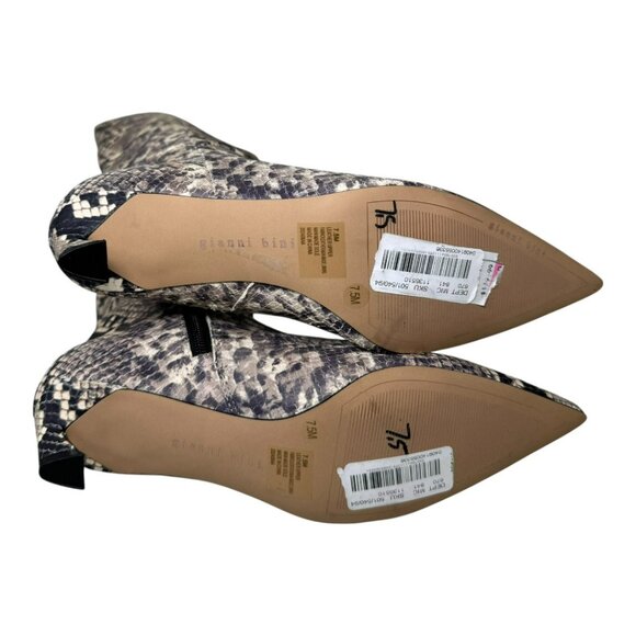 NWT Gianni Bini Gianna Wide Calf Leather Snake Print Kitten Heel Tall Boots7 5M - Picture 7 of 12